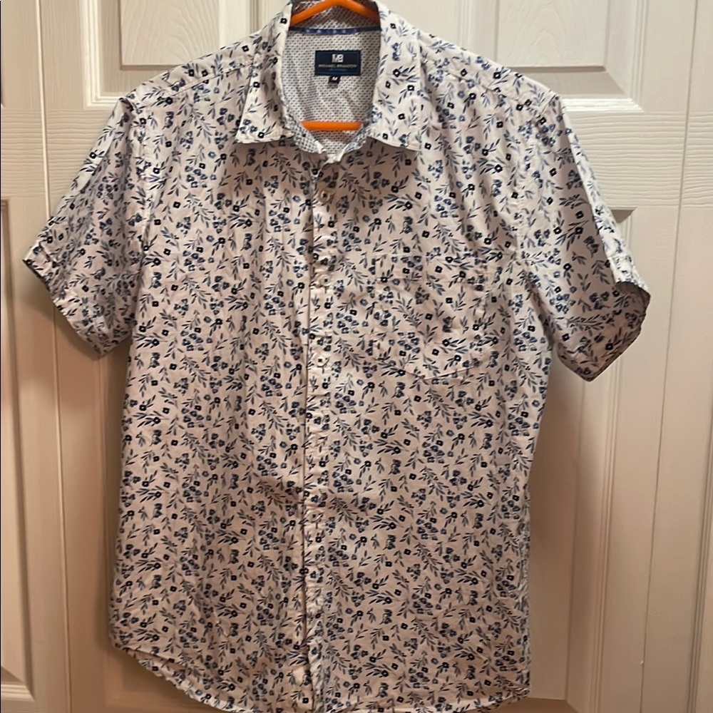 Michael Brandon Blue and White Casual Button Down Shirt good condition